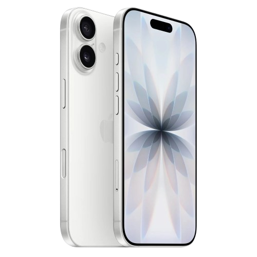 iPhone 17 branco, visto de frente e de costas